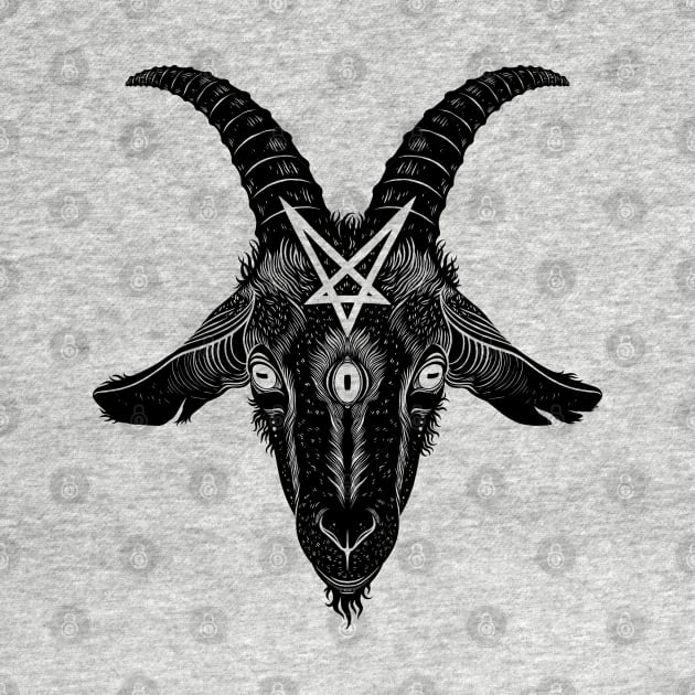 Satanic goat head with pentagram by OccultOmaStore